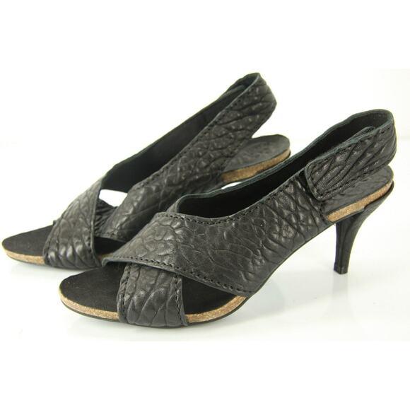 Pedro Garcia Black Leather Maggie Wide Strap Sandals - Picture 8 of 12